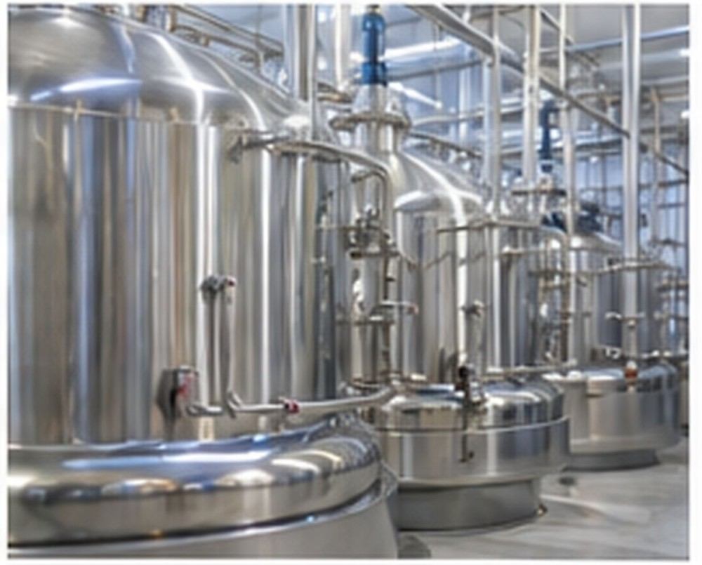 Stainless-steel process vessels for controlled industrial handling of liquid silicone raw materials.