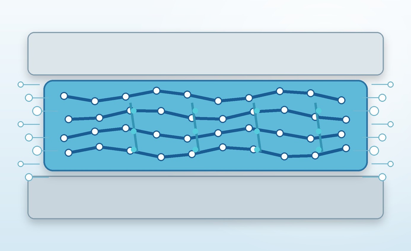 Moisture-reactive hybrid polymer forms crosslinks inside a thin bonding layer between solid substrates.