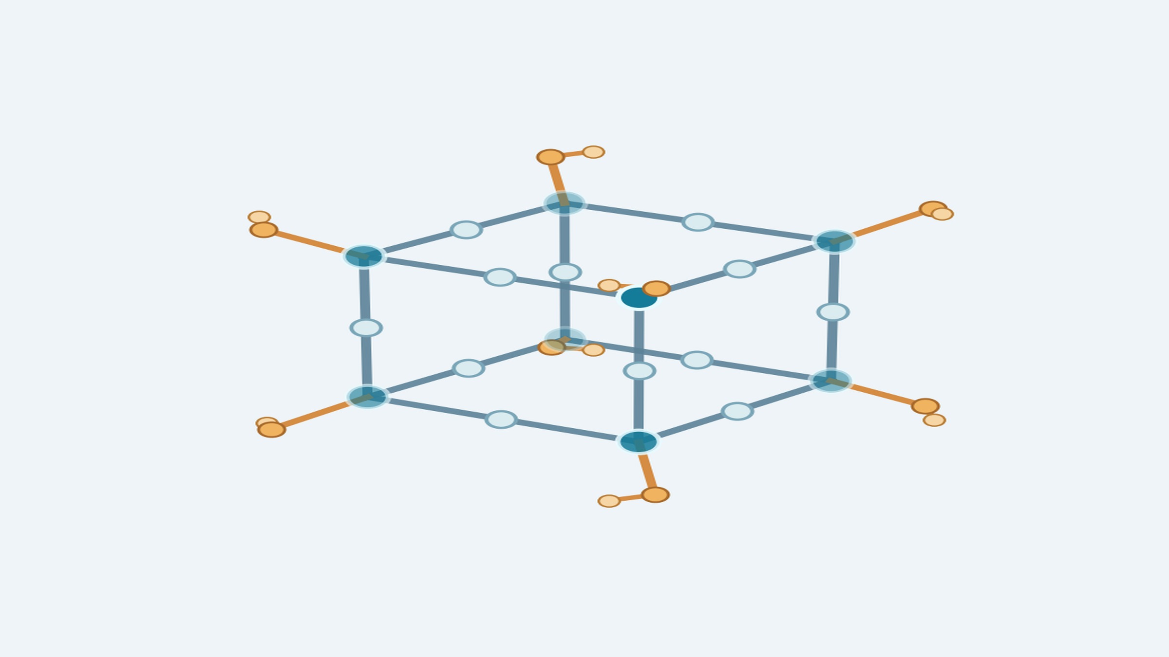 POSS-inspired silicon-oxygen cage with outward organic functional groups.