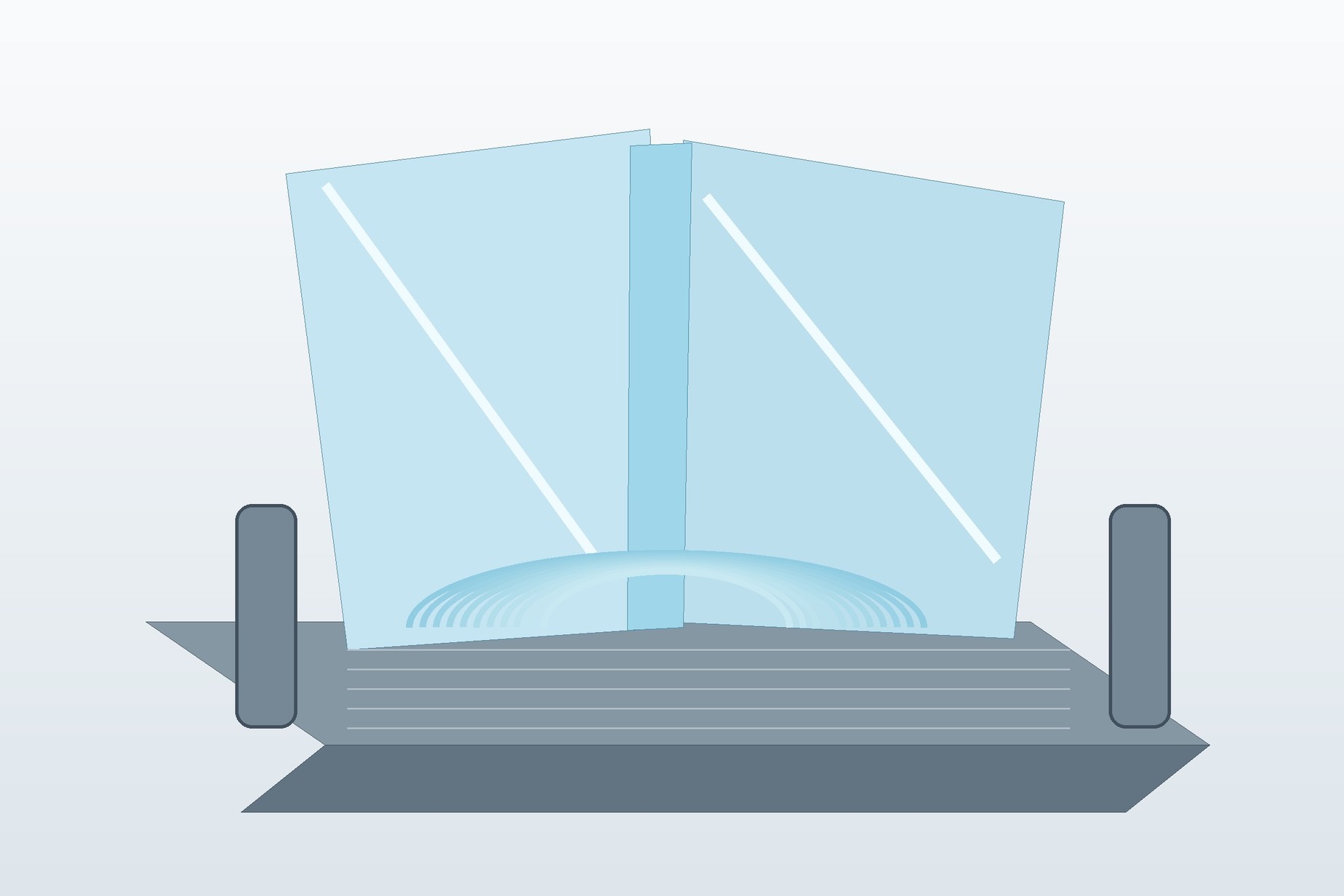 Glass and anodized aluminum components joined by a neat translucent silicone seal.