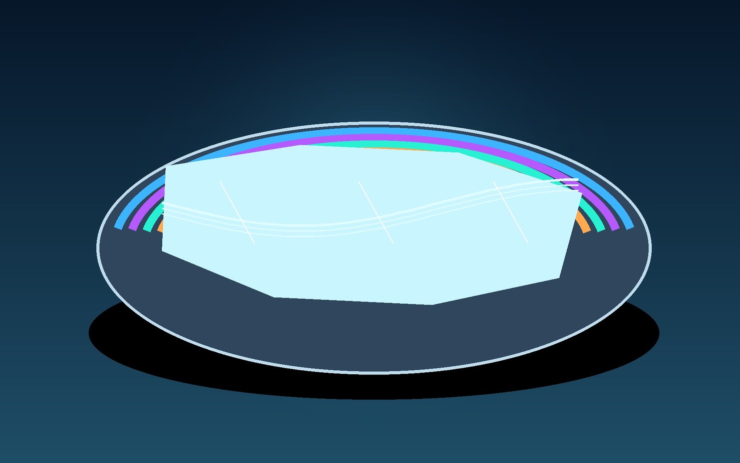 Transparent low-viscosity silicone fluid forming an even film across a polished silicon wafer.