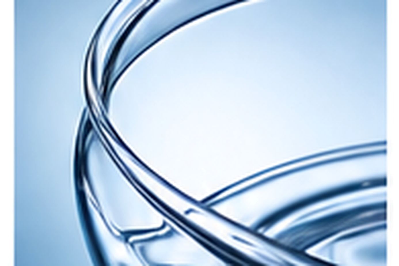 Clear curved silicone-like ribbons loop across a pale blue technical background.