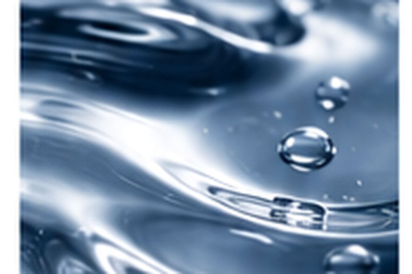 Macro view of a clear silicone-like surface with flowing bands and small suspended spherical highlights.