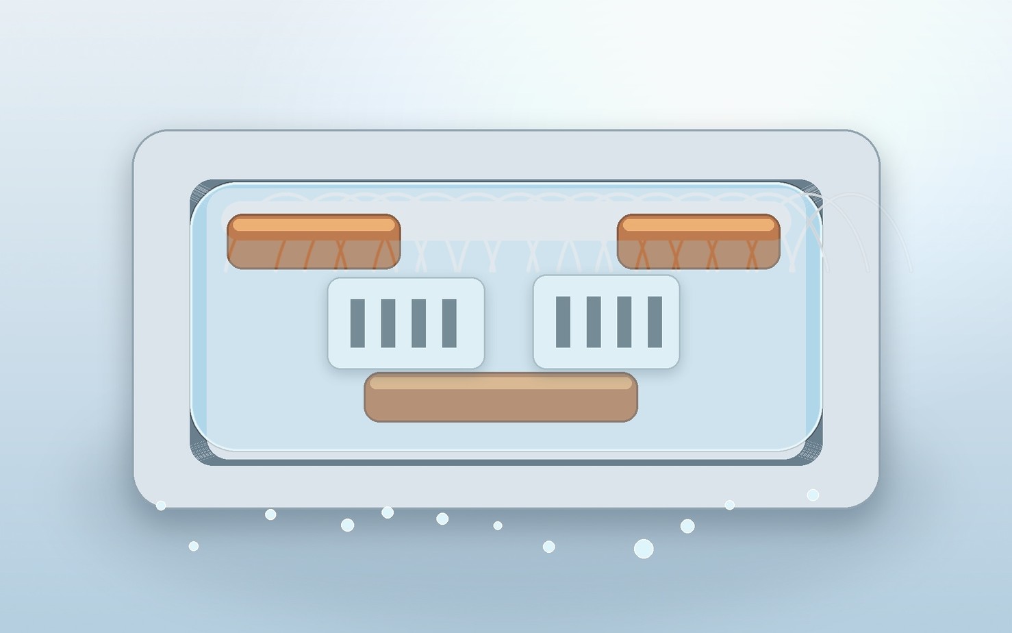 Transparent gel surrounds copper conductors and ceramic devices in a high-power electronic assembly.