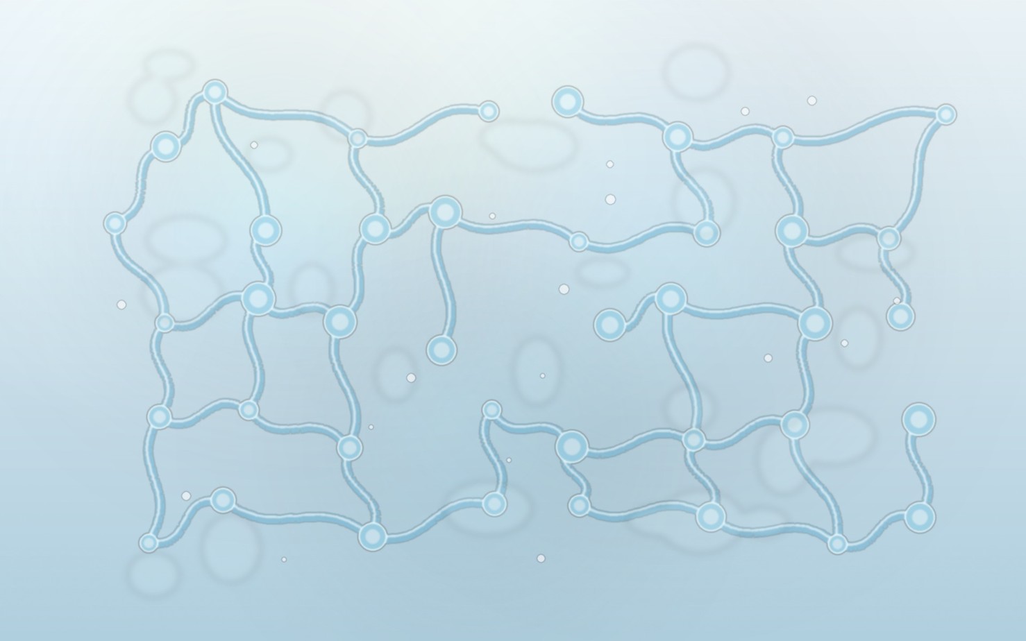 Sparse flexible polysiloxane chains connect at widely spaced junctions to illustrate low crosslink density.