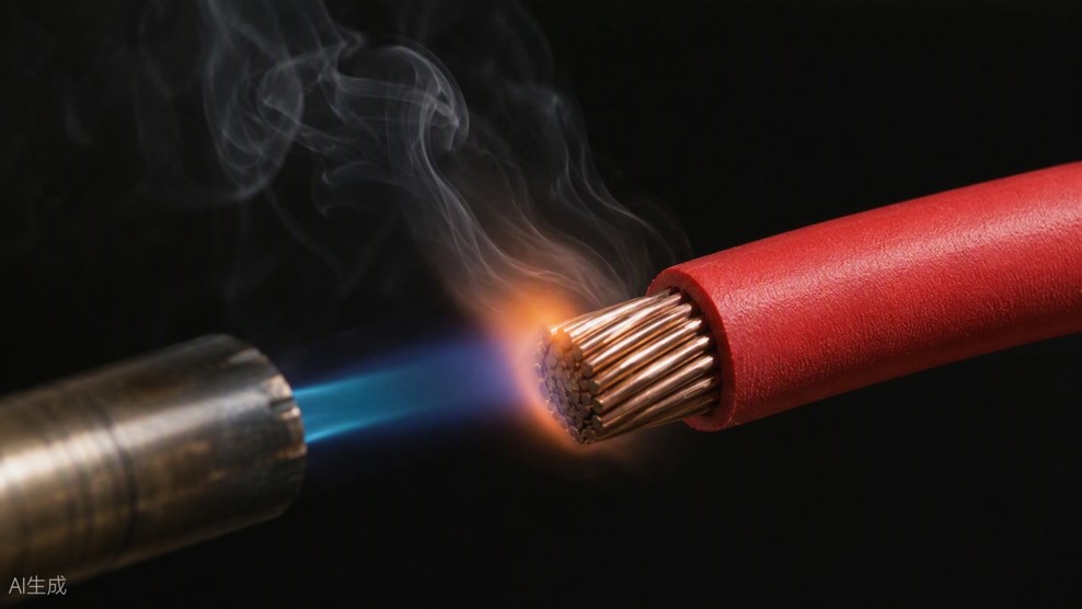 Flame-retardant silicone rubber cable jacketing resisting a controlled flame test.