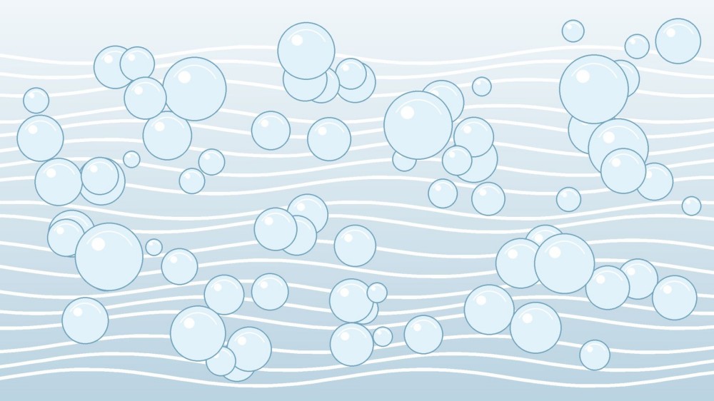 Uniform microscopic water droplets dispersed through a pale silicone continuous phase to illustrate a stable water-in-silicone emulsion.
