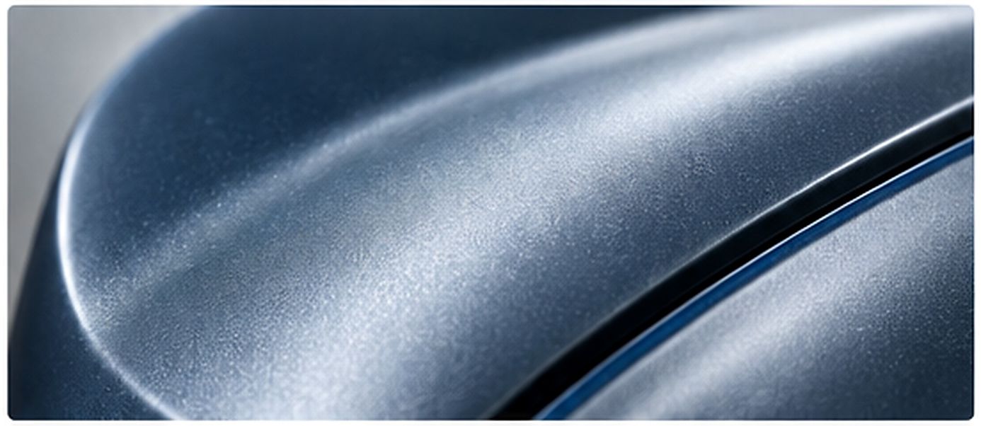 Macro view of a metallic blue coated panel with a consistent satin sheen.