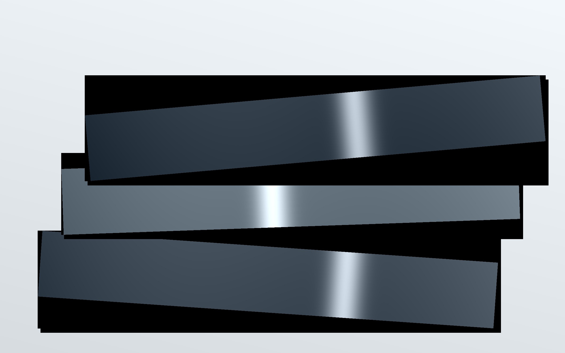 Glossy coated metal panels show clean reflected highlights and an even finish associated with effective leveling control.