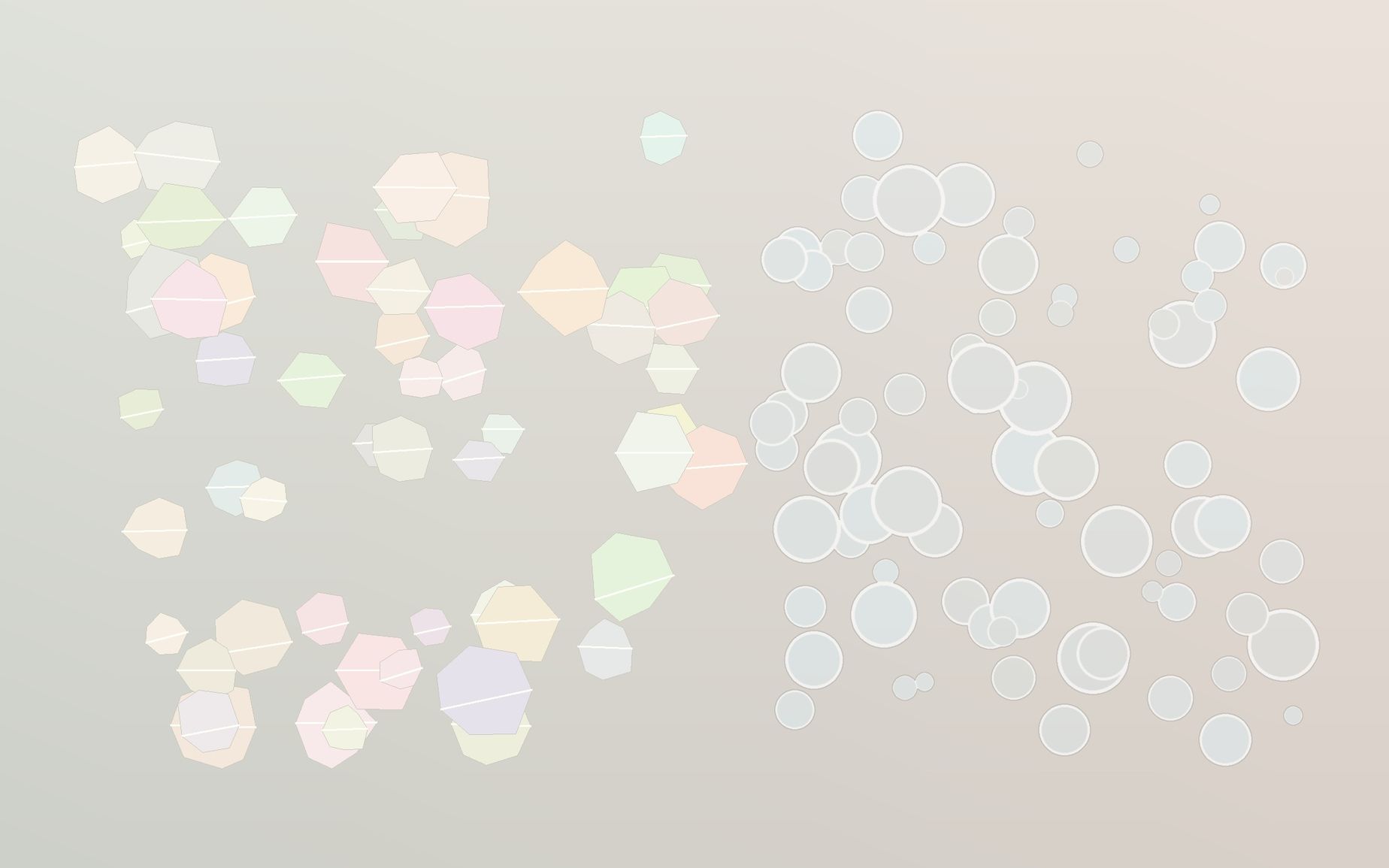 Crystalline wax-like particles beside dispersed spherical domains represent solid and emulsified silicone-wax formulation options.
