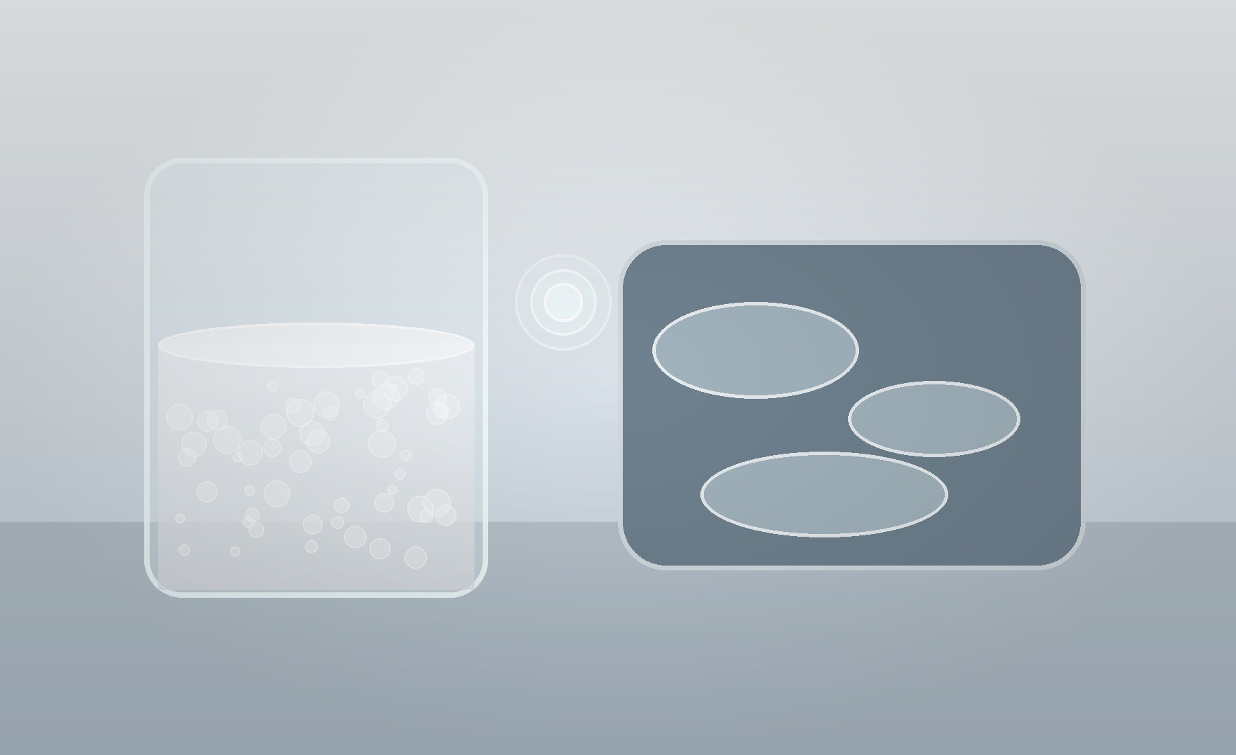 Milky silicone release emulsion beside a metal test coupon showing uniform wetting spots.