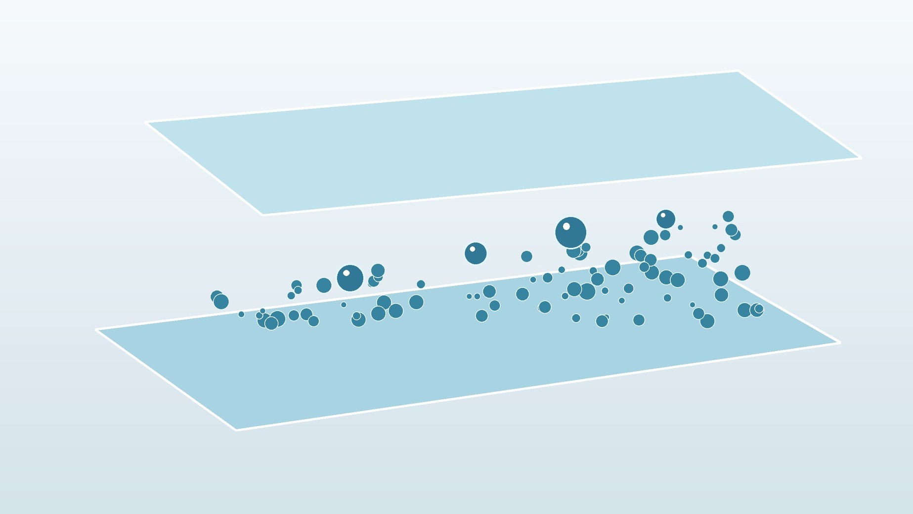 Silicone anti-blocking microdomains dispersed within the gap between two polymer film surfaces.